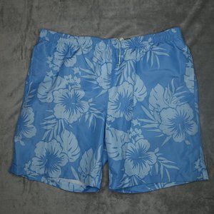 Land's End Swim Trunks Adult XXL 44-46 Blue Floral Men's